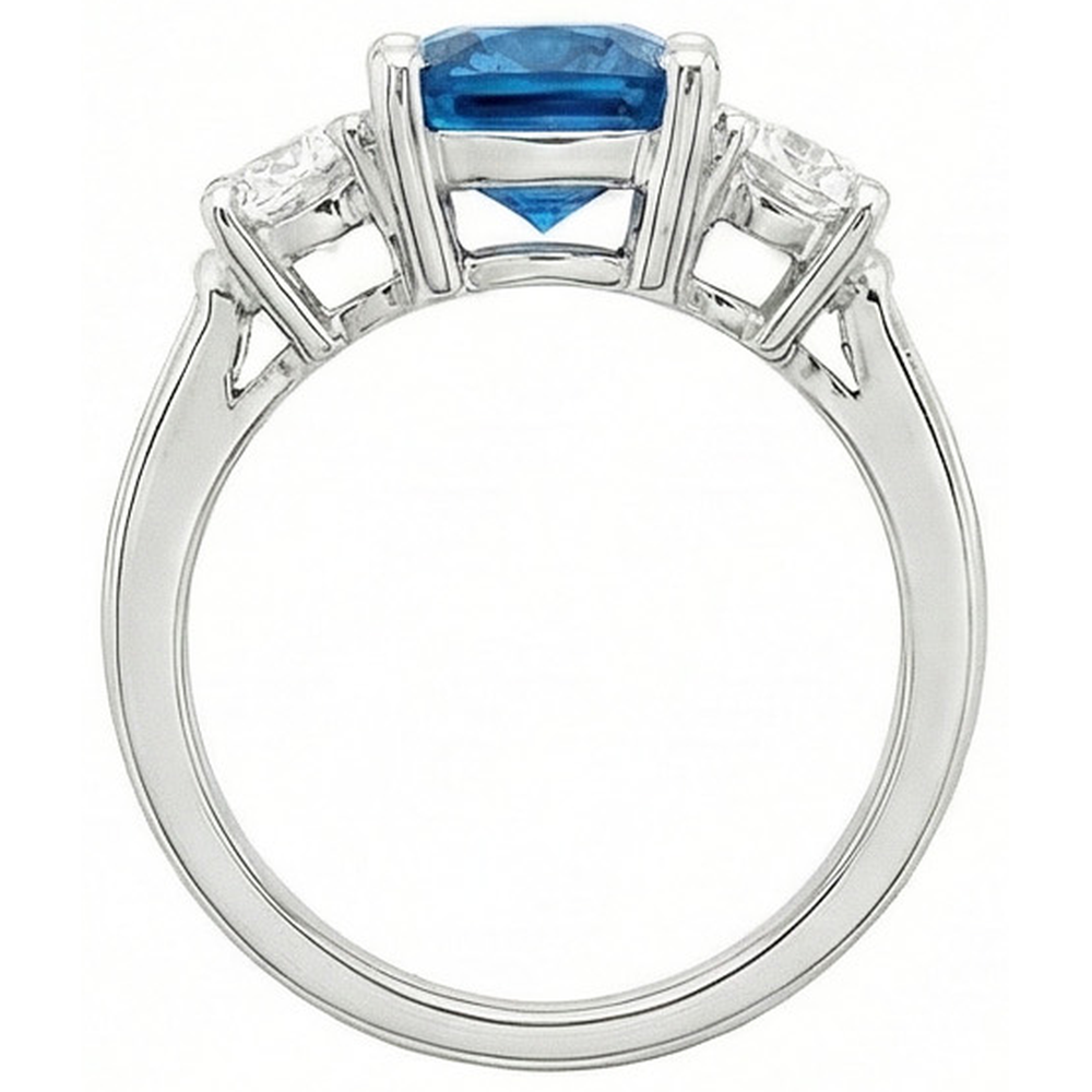 natural round sapphire 4.51ct ring profile view