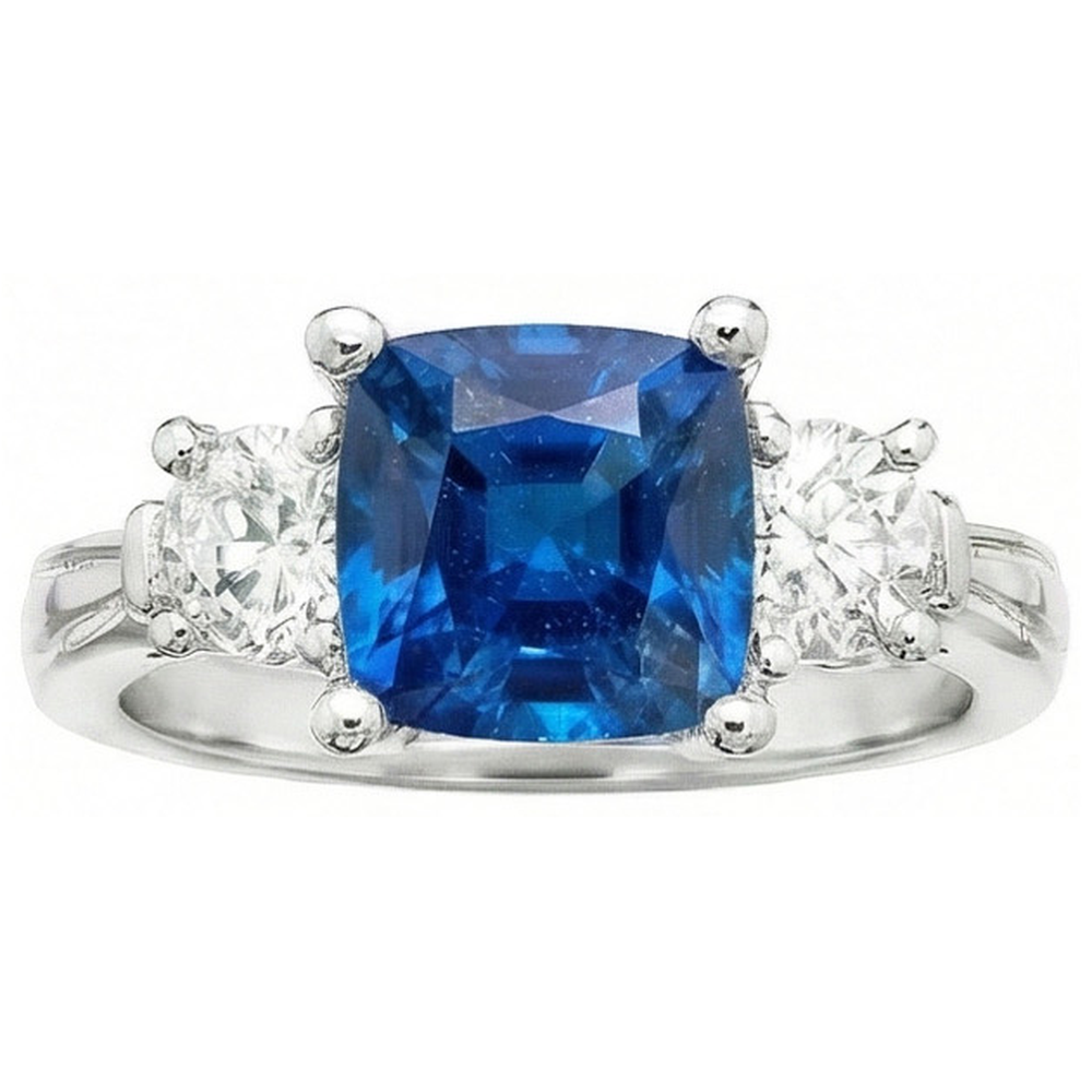 natural round sapphire 4.51ct ring side angle