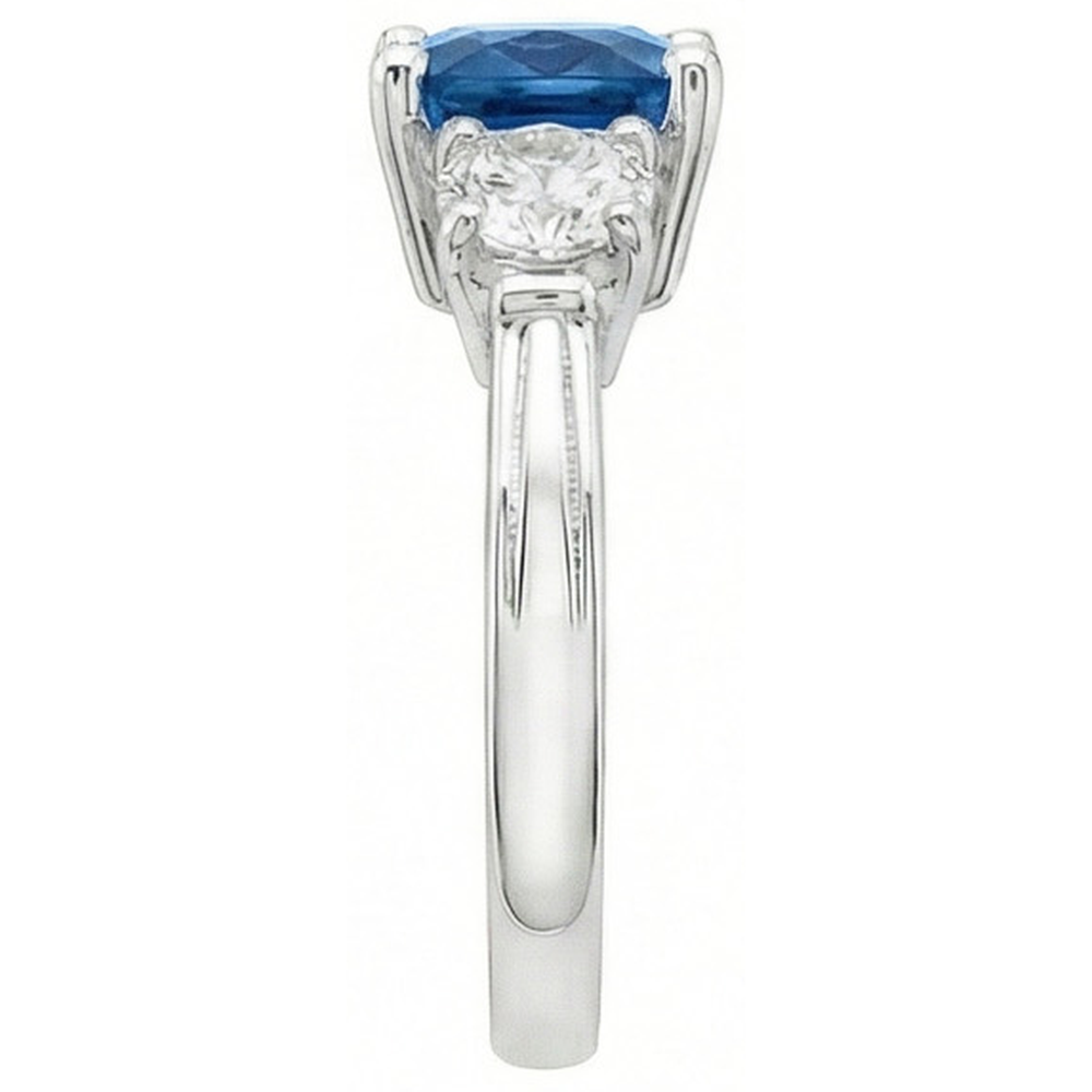 natural round sapphire 4.51ct ring top view