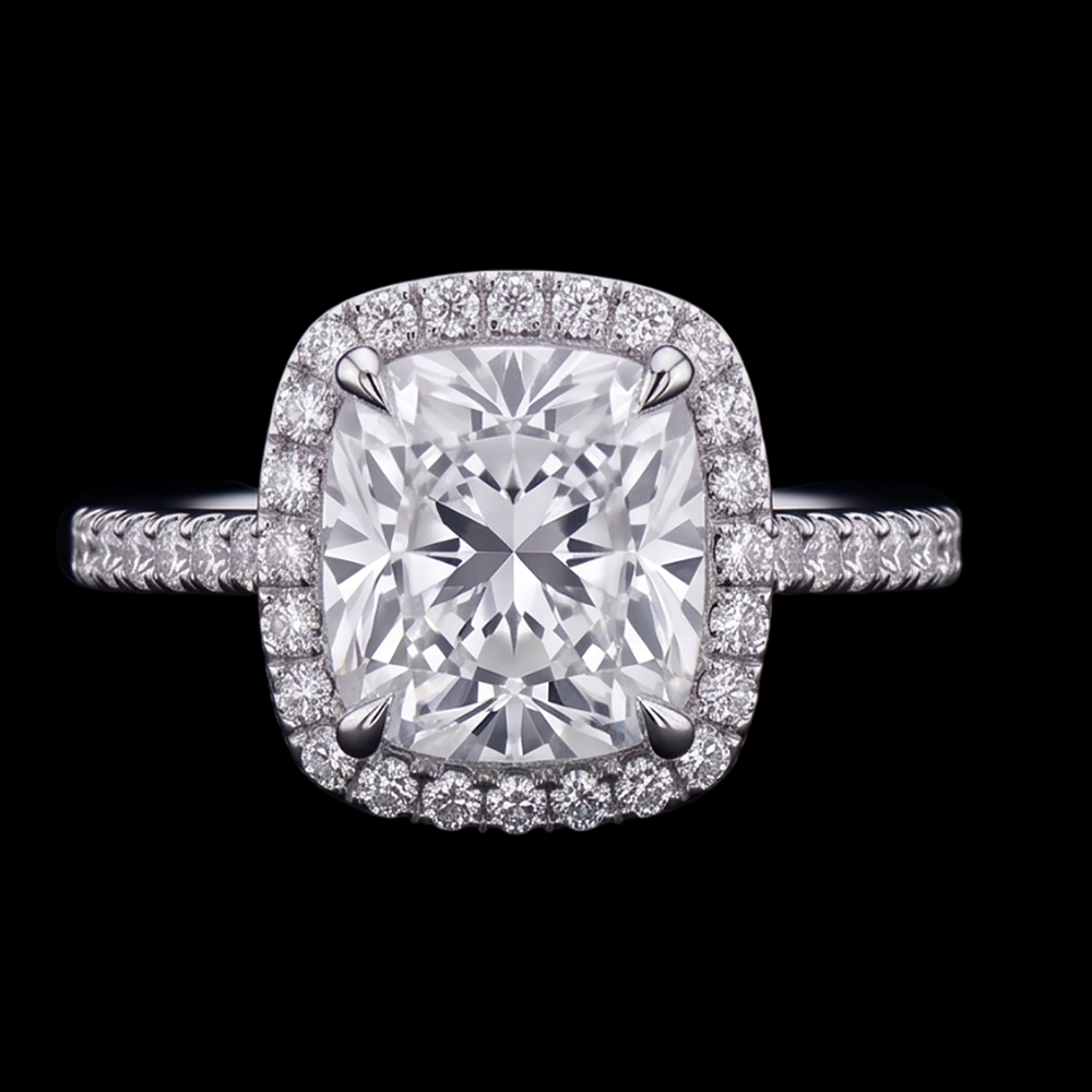 Cushion Cut Center Natural Earth Mined Diamond 2.55 Cts. Engagement Ring