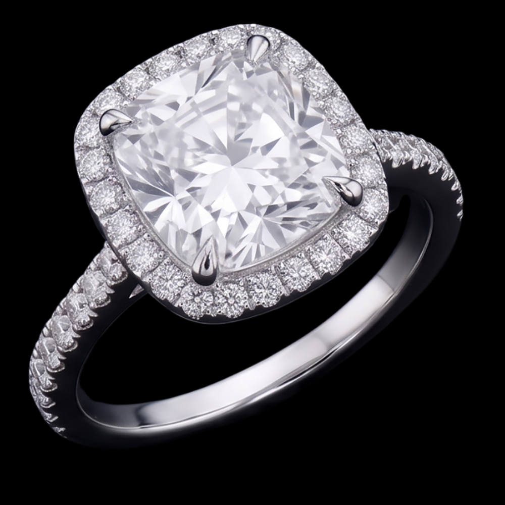 Cushion Cut Center Natural Earth Mined Diamond 2.55 Cts. Engagement Ring