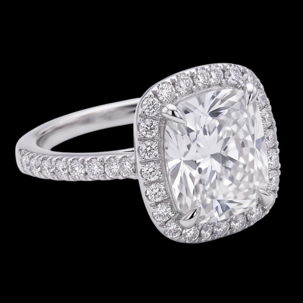 Cushion Cut Center Natural Earth Mined Diamond 2.55 Cts. Engagement Ring