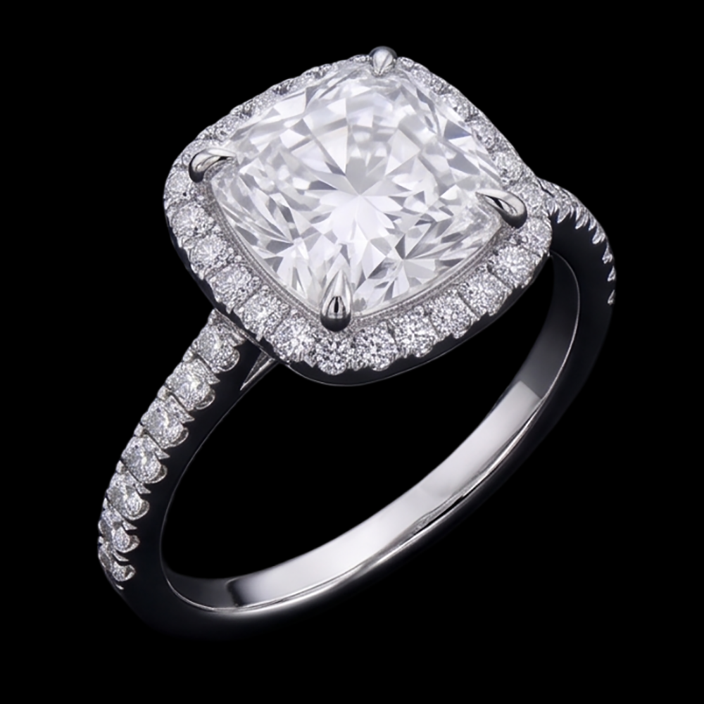 Cushion Cut Center Natural Earth Mined Diamond 2.55 Cts. Engagement Ring