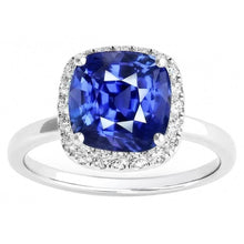 Cushion Cut Ceylon Sapphire Halo Ring