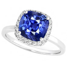 Cushion Cut Ceylon Sapphire Halo Ring