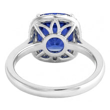 Cushion Cut Ceylon Sapphire Halo Ring