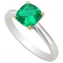Precious Stone Ring 14 Karat Two Tone Gold with Fine Emerald – profile view