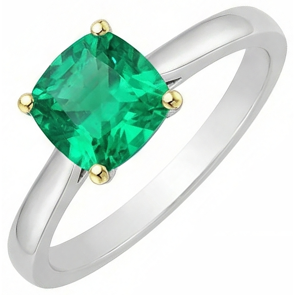 Genuine Fine Emerald Precious Stone Ring – top view