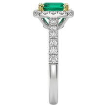 Precious Stone Ring Two-Tone 14K Gold with Emerald – back view