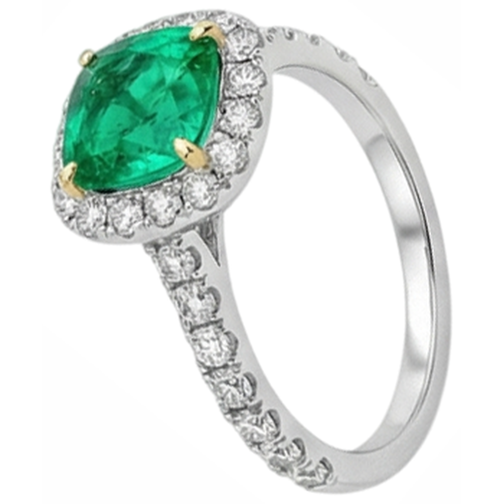 Colombian Emerald Gemstone Ring 3.50-ct 14 Karat Two Tone Gold – side view