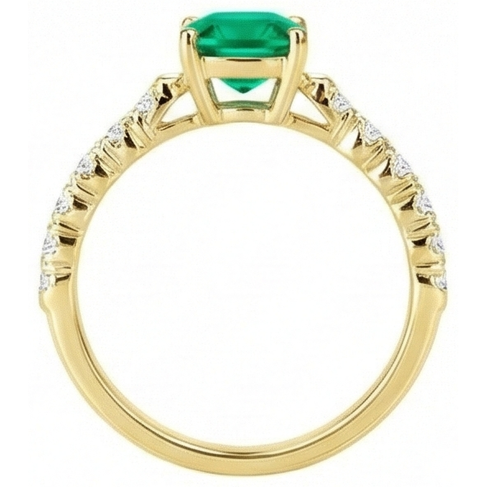 Authentic Emerald Colored Stone Ring – profile view