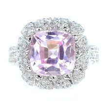 Cushion Cut Kunzite Diamond Ring White Gold 14K 16.50 Ct.