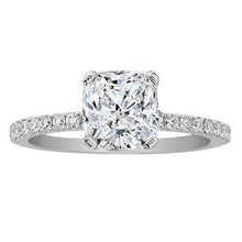 Cushion Cut Pave Set 3.50 Carat Natural Diamond Solitaire Ring With Accents