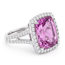 Cushion Cut Pink Kunzite Natural Earth Mined Diamond Fancy Ring 16.20 Carats White Gold