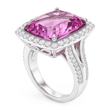 Cushion Cut Pink Kunzite Natural Earth Mined Diamond Fancy Ring 16.20 Carats White Gold