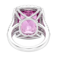 Cushion Cut Pink Kunzite Natural Earth Mined Diamond Fancy Ring 16.20 Carats White Gold