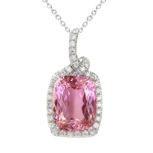 Cushion Cut Pink Kunzite Stone Necklace