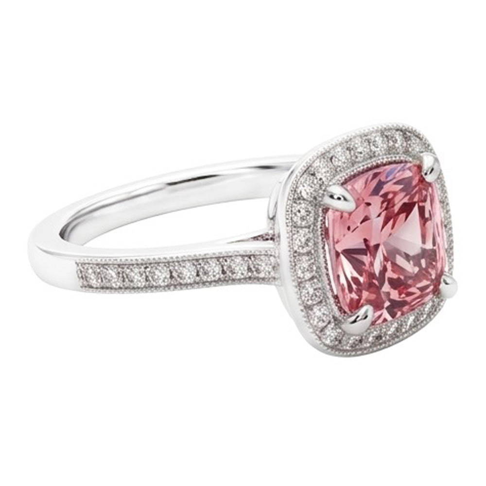 Cushion Cut Pink Sapphire Ring