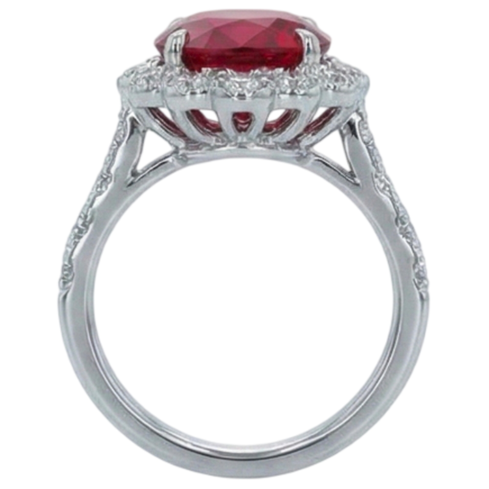 Cushion Cut Red Ruby Natural Earth Mined DIAMOND ( NOT LAB GROWN ) Ring White Gold 14K 2.45 Carats