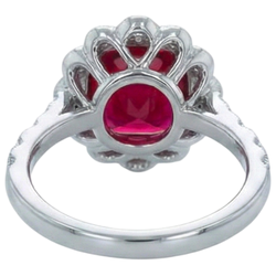 Cushion Cut Red Ruby Natural Earth Mined DIAMOND ( NOT LAB GROWN ) Ring White Gold 14K 2.45 Carats