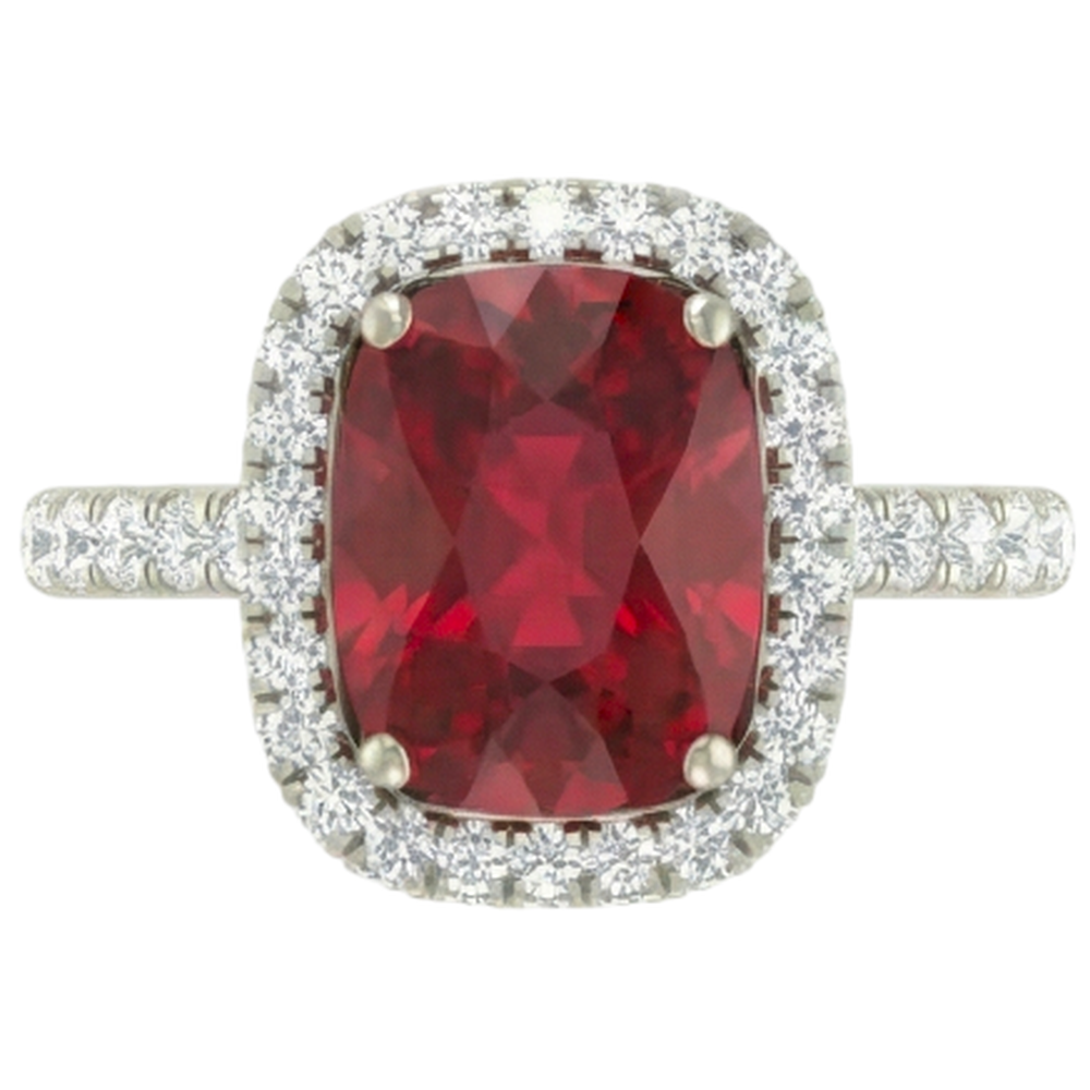 Cushion Cut Red Ruby With Natural Earth Mined DIAMOND ( NOT LAB GROWN ) Ring 10.75 Carats Jewellery White Gold