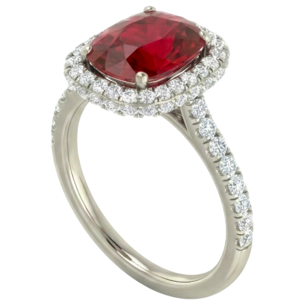 Cushion Cut Red Ruby With Natural Earth Mined DIAMOND ( NOT LAB GROWN ) Ring 10.75 Carats Jewellery White Gold