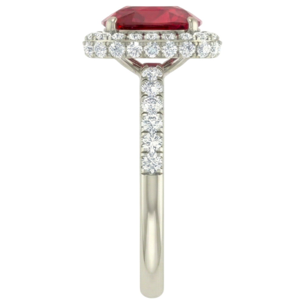 Cushion Cut Red Ruby With Natural Earth Mined DIAMOND ( NOT LAB GROWN ) Ring 10.75 Carats Jewellery White Gold