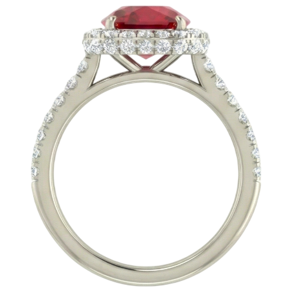 Cushion Cut Red Ruby With Natural Earth Mined DIAMOND ( NOT LAB GROWN ) Ring 10.75 Carats Jewellery White Gold