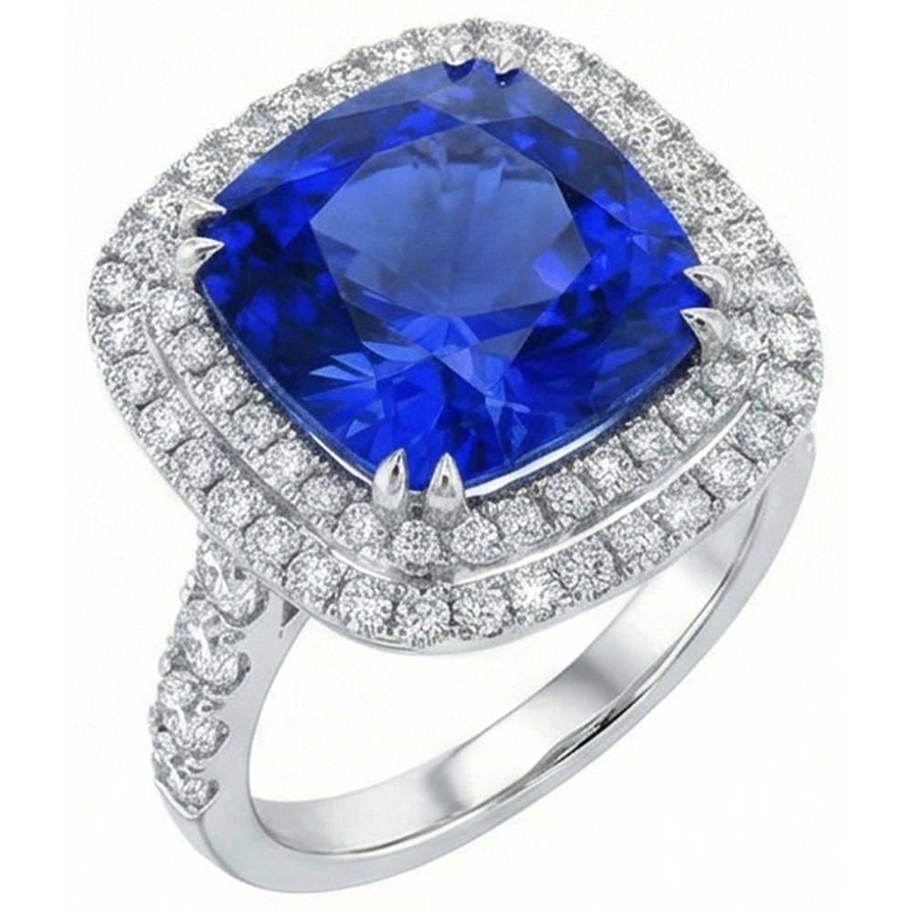 Cushion Cut Sapphire Engagement Ring