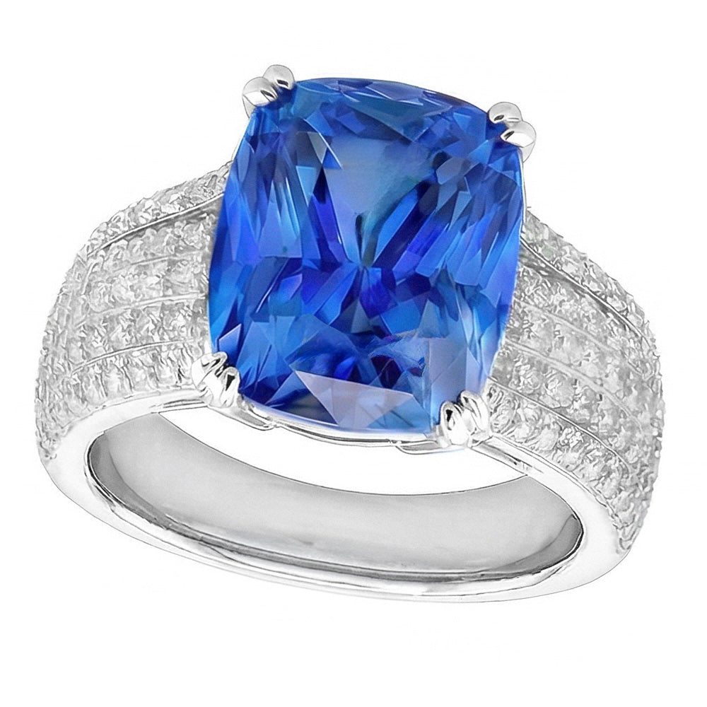 Cushion Cut Sapphire Wedding Ring