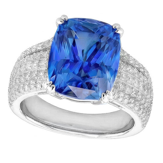 Cushion Cut Sapphire Wedding Ring