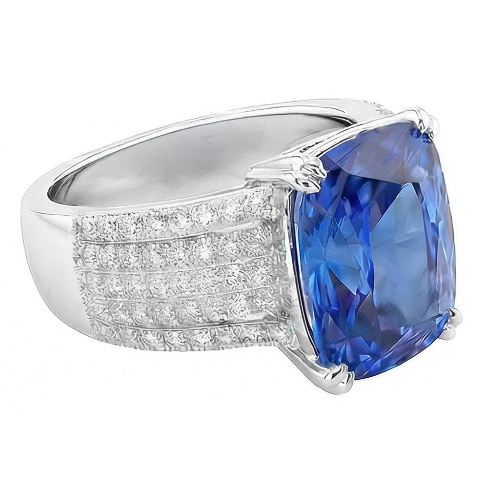 Cushion Cut Sapphire Wedding Ring
