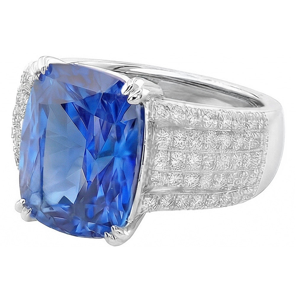 Cushion Cut Sapphire Wedding Ring