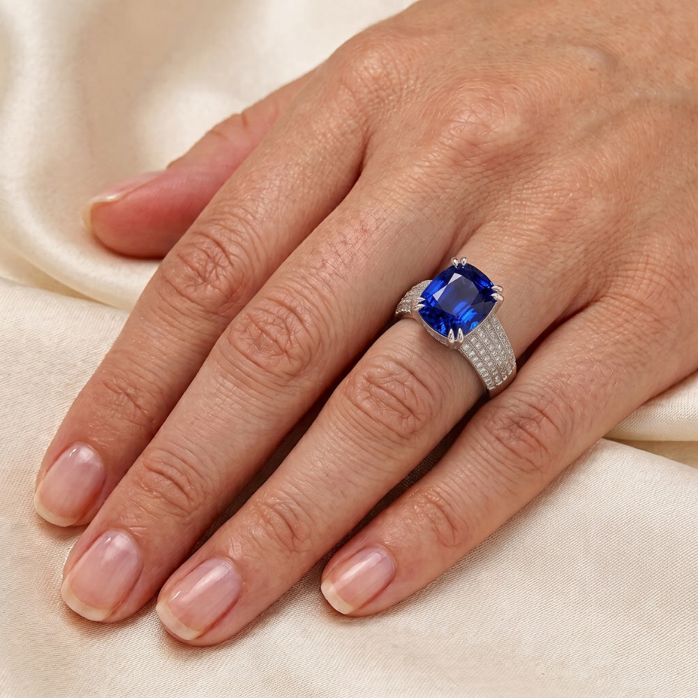 Cushion Cut Sapphire Wedding Ring