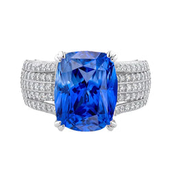 Cushion Cut Sapphire Wedding Ring