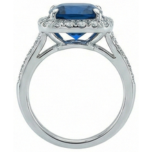Cushion Cut Sapphire With Natural Earth Mined Diamond Wedding Ring 3 Ct. White Gold 14K