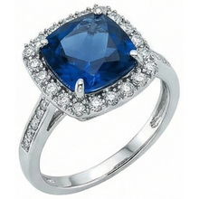 Cushion Cut Sapphire With Natural Earth Mined Diamond Wedding Ring 3 Ct. White Gold 14K