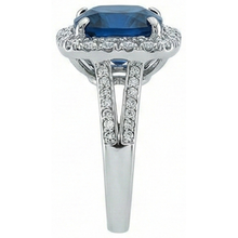 Cushion Cut Sapphire With Natural Earth Mined Diamond Wedding Ring 3 Ct. White Gold 14K