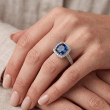 Cushion Cut Sapphire With Natural Earth Mined Diamond Wedding Ring 3 Ct. White Gold 14K