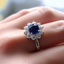 natural round sapphire 3.50ct ring with diamond accents