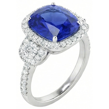 Cushion Cut Sri Lankan Sapphire Natural Earth Mined Diamond Ring White Gold 14K 5 Ct