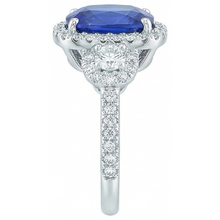 Cushion Cut Sri Lankan Sapphire Natural Earth Mined Diamond Ring White Gold 14K 5 Ct