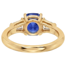 Cushion Deep Blue Ceylon Sapphire & Tapered Baguette Ring 9.50 Carats