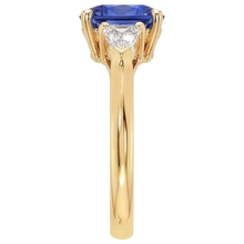 Cushion Deep Blue Ceylon Sapphire & Tapered Baguette Ring 9.50 Carats