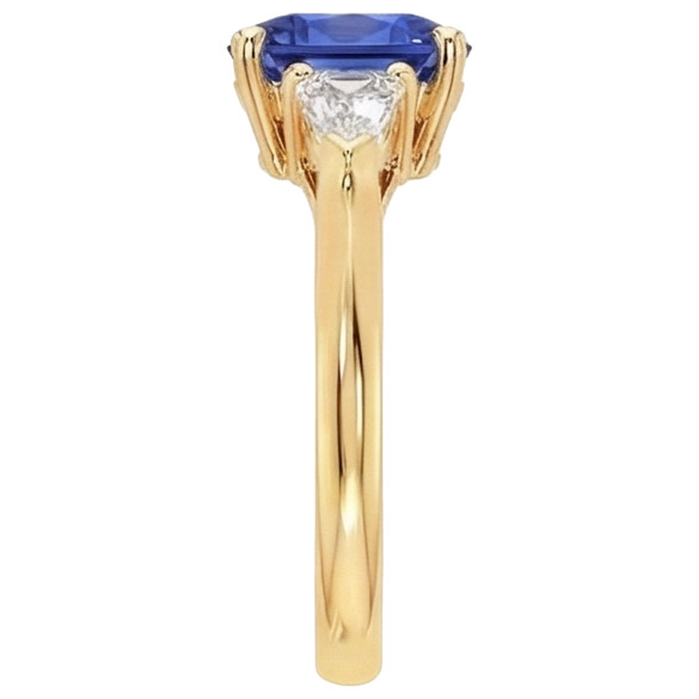 Cushion Deep Blue Ceylon Sapphire & Tapered Baguette Ring 9.50 Carats