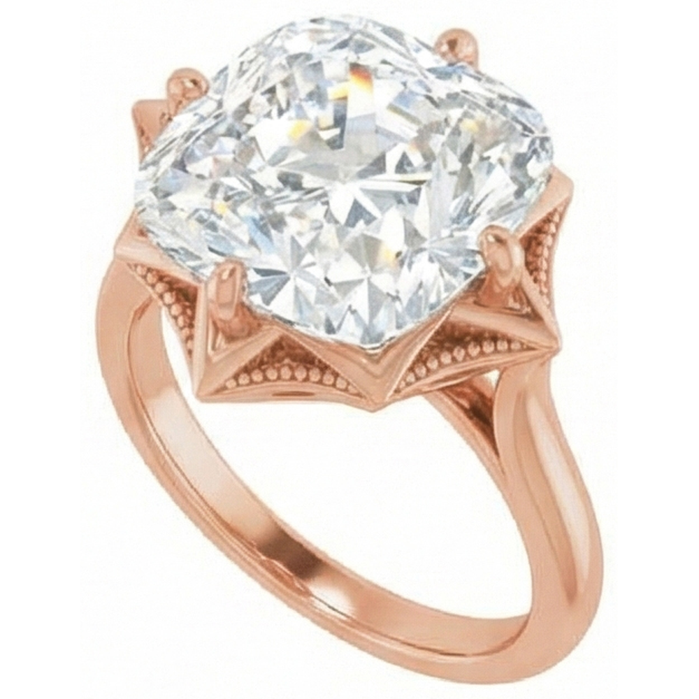 Solitaire Ring 14K Rose Gold with Brilliant Diamond – angle view