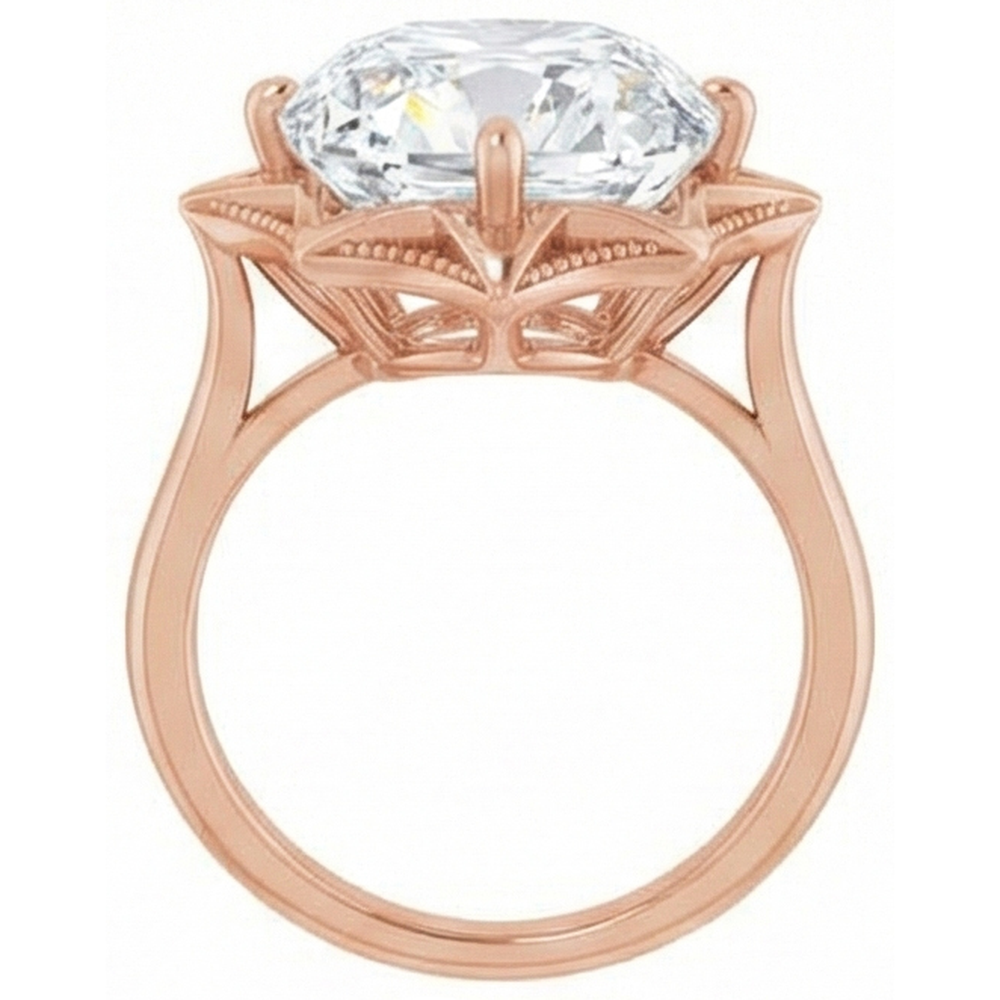 Brilliant Diamond Solitaire Ring 5-ct 14K Rose Gold – profile view