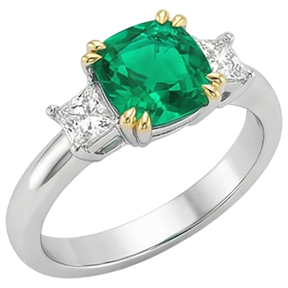 Genuine Fine Emerald Colored Stone Ring – angle view