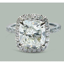 Cushion Eagle Claw Prongs Halo Round Natural Diamond Ring 14K White Gold New