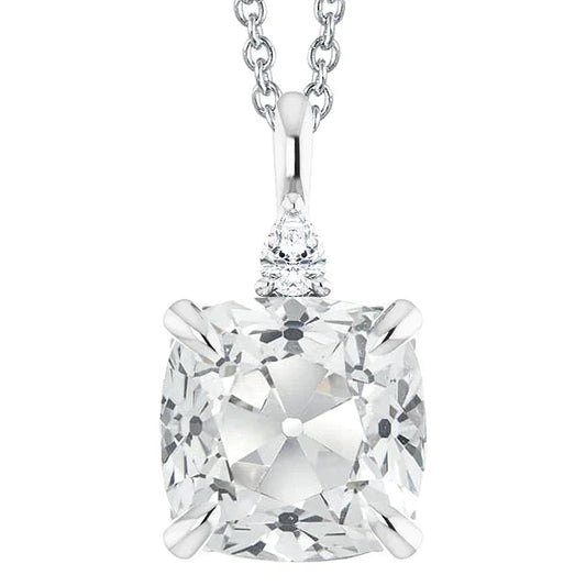 Cushion Eagle Claw Prongs Old Miner & Pear Real Diamond Gold Pendant